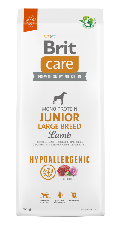 Brit Care Dog Hypoallergenic Junior Large Lamb kutyatp (2x12kg)