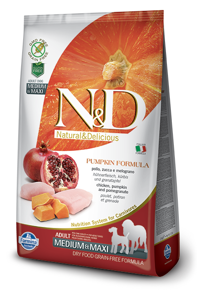 N&D Dog Grain Free Chicken Pumpkin and Pomegranate Adult M/M kutyatp (2x12kg)