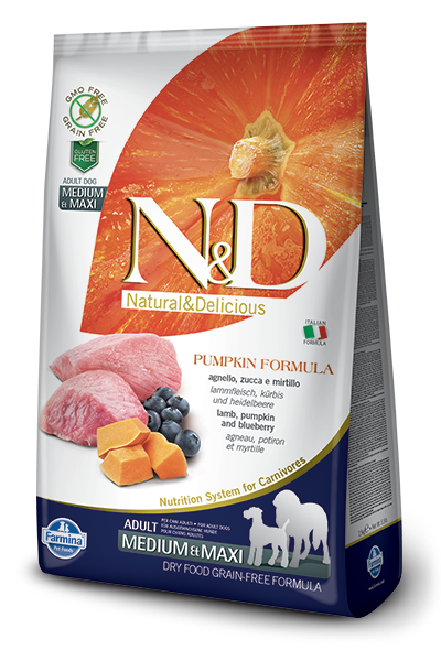 N&D Dog Grain Free Lamb Pumpkin and Blueberry Adult M/M kutyatp (2x12kg)