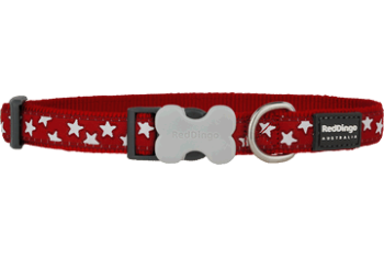 Red Dingo nyakrv Design Stars White on Red (12 mm x 20-32 cm)