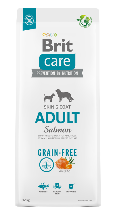 Brit Care Dog Grain-free Adult Salmon kutyatáp (2x12kg), táp kutyának, száraz eledel, kutyaeledel