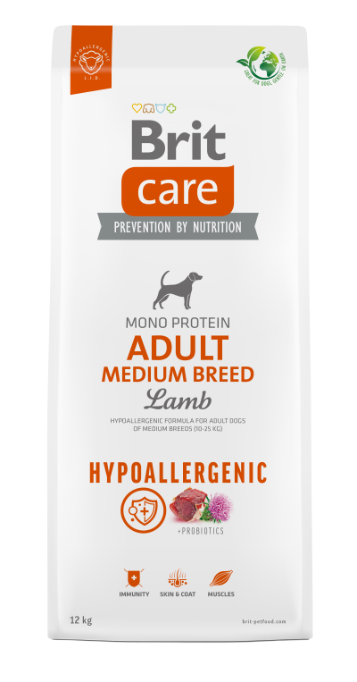 Brit Care Dog Hypoallergenic Adult Medium Lamb kutyatáp, táp kutyának, száraz eledel, kutyaeledel