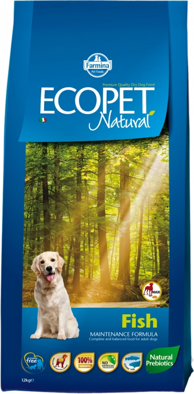 Ecopet Natural Fish Maxi kutyatáp, táp kutyának, száraz eledel, kutyaeledel