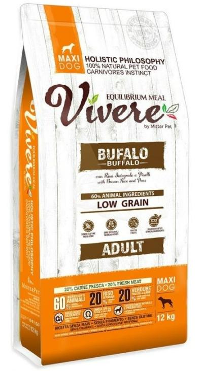 Vivere Low Grain Adult Maxi Buffalo kutyatáp (2x12kg)