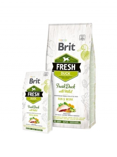 Brit Fresh Duck with Millet Adult Run & Work kutyatp (2x12 kg)