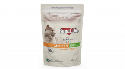 Bonacibo pouch wet adult cat food sterilised chicken (12x85gramm)