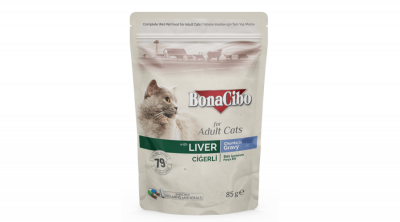 Bonacibo pouch wet adult cat food liver (12x85gramm)