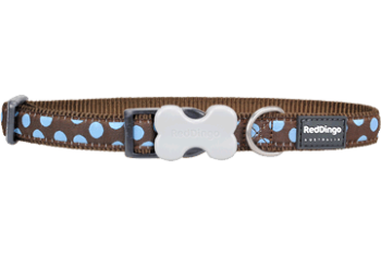 Red Dingo nyakrv Design Blue Spots on Brown