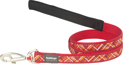 Red Dingo Design Flanno piros kutyapóráz (20 mm x 1,2 m)